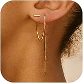 Threader Earrings for Women Gold Chain Earrings Rhinestone Tassel Dangle Earrings Minimalism Long Chain Earring Lightweight Earrings Fashion Jewelry for Women