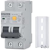 CHTAIXI Ground Fault Circuit Breaker, 40 Amp Earth-Leakage Protection 30mA | 120VAC DIN Rail Mount Residual Current Circuit Breaker, Thermal-Magnetic Trip 1PN RCBO C40