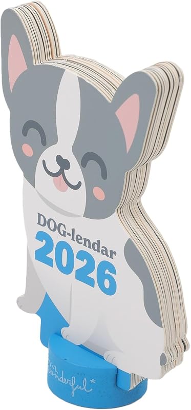 Mr Wonderful - Calendário de secretária 2026 com suporte - Bulldog