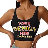 Custom Women's Sports Bras with Removable Pads Personalized Workout Crop Tank Top for Women Sleeveless Shirt for Yoga Running