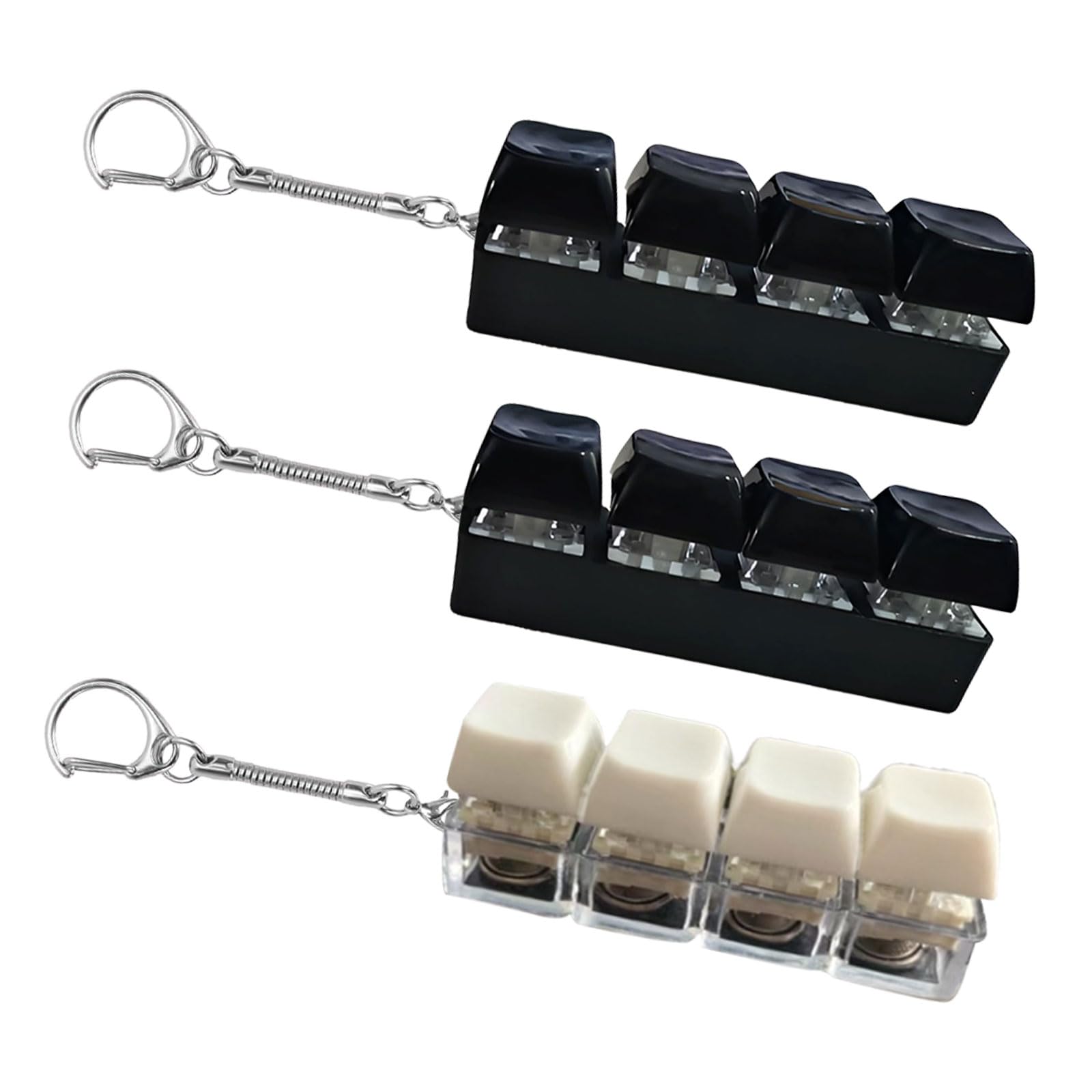 3 Pcs Keyboard Fidget Toy Fidget Keyboard 4 Key Realistic Clicker with Mechanical Feel Portable Stress Relief Decompression Keychain for Adults & Kids Non-Slip Quiet Fidgeting for Office Home School