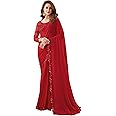 SIRIL Women's Self Woven, Lace Georgette Saree with Unstitched Blouse