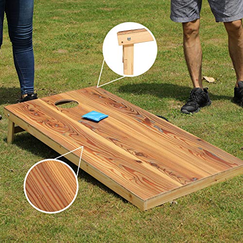 UKASE Solid Wood Cornhole Set Portable Bean Bags Toss Game Regulation