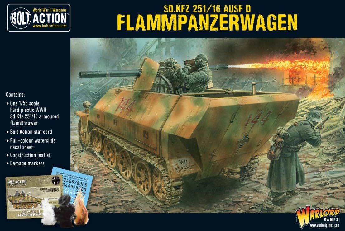Warlord Games SD.KFZ 251/16 Ausf D Flammpanzerwagen -1:56 / 28mm Plastic Scale Model Halftrack for Bolt Action Highly Detailed World War 2 Miniatures for Table-top Wargaming