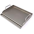 Utheer Universal Fry Griddle Flat Top Plate, 17" x13" Universal Griddle Flat Top Rectangular Plate with Removable Handles for Charcoal and Gas Grills, Camping, Tailgating, and Parties