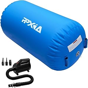 PPXIA Air Roll Aufblasbare Roller, Gym Air Barrel Luft Rollen Gymnastic Zylinder, Gymnastikmatte Tumbling Matte Yoga Roll mit Pumpe für Training
