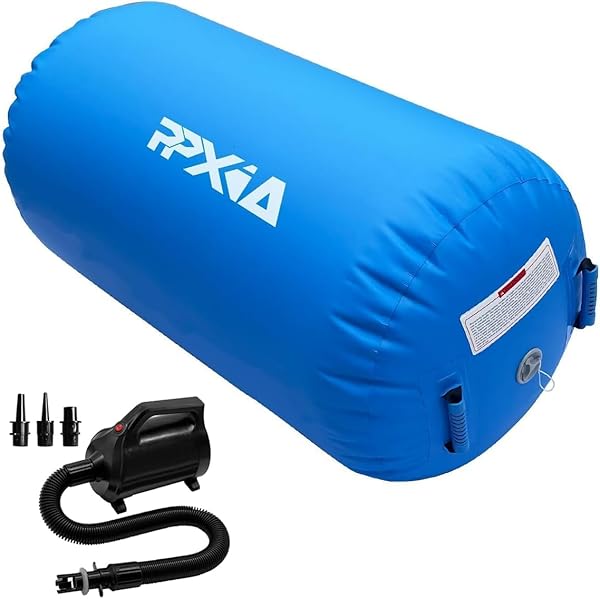 PPXIA Air Roll Aufblasbare Roller, Gym Air Barrel Luft Rollen Gymnastic Zylinder, Gymnastikmatte Tumbling Matte Yoga Roll mit Pumpe für Training