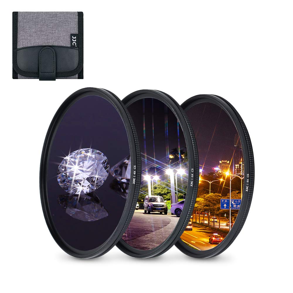 JJC 52mm Adjustable Star Filter Starburst Filter (4+6+8 Points/3 Pieces) with Protective Filter Pouch for Sparkling Starlight Photography Cross Screen Special Effect Lens Filters