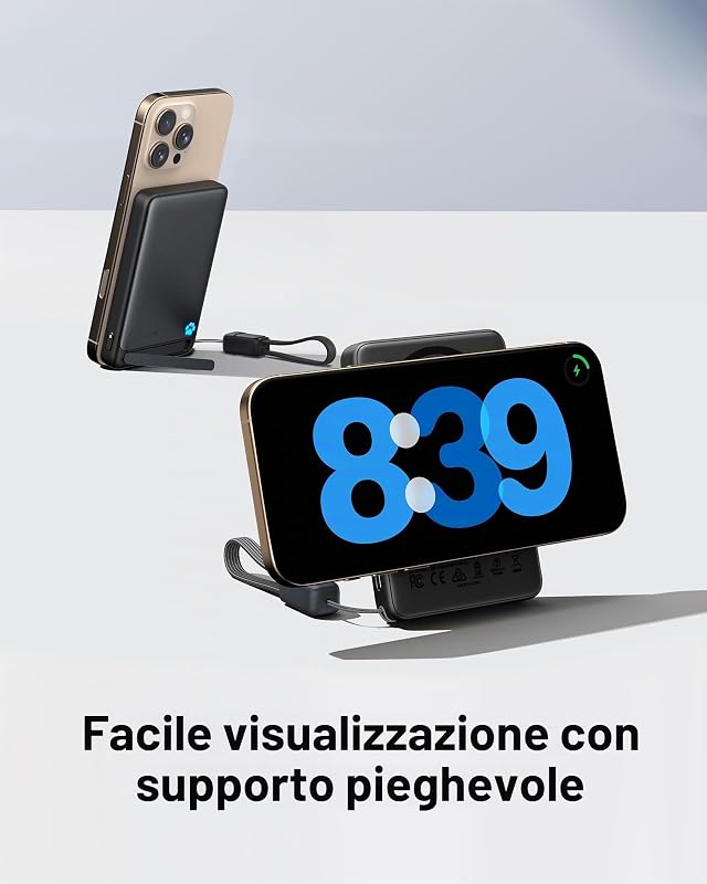 45W Power Bank, Sottile 10000mAh Caricabatterie Portatile Magnetico