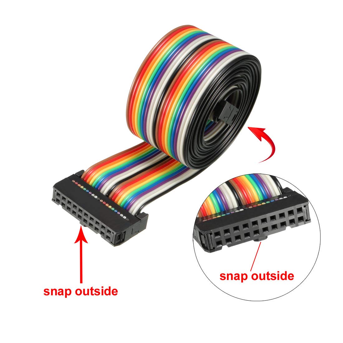 sourcing map IDC Rainbow Wire Flat Ribbon Cable 20 Pins 118cm Length 2.54mm Pitch Type-C - Image 4