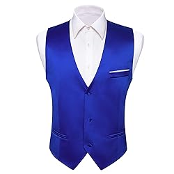 Barry.Wang Mens Royal Blue Formal Suit Vest V-neck