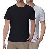 wirarpa Men's Cotton Undershirts Tee Short Sleeve Crew Neck Classic T-Shirt for Men 2 Pack