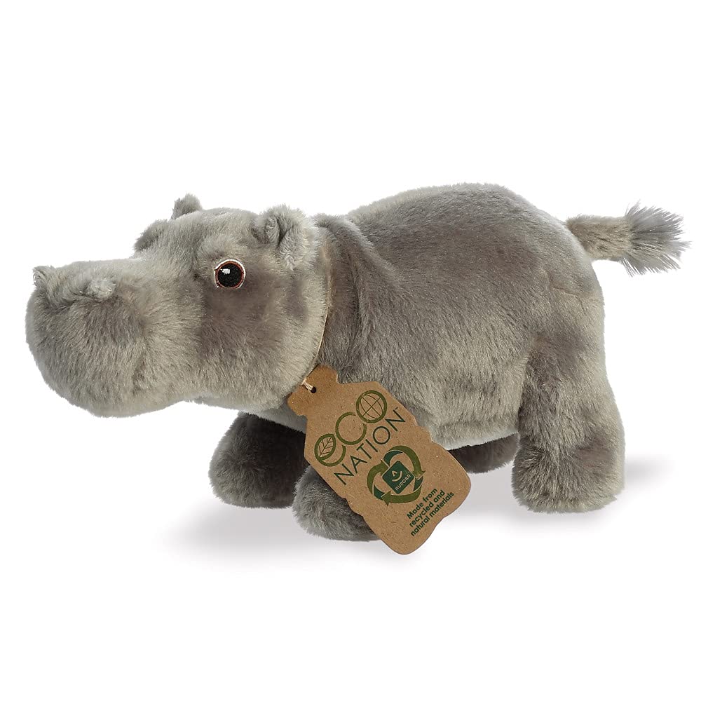 Aurora, 35034, Eco Nation Hippopotamus, 10.5In, Soft Toy, Grey