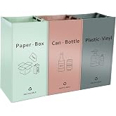 JIALAI HOME Separate Recycling Bin for Kitchen Home - Indoor Recycle Bins (Pink, Green, Gray) Waste Trash Sorting Bins, Reusable Waterproof Affordable Recycle Bags, Pack of 3 Bags