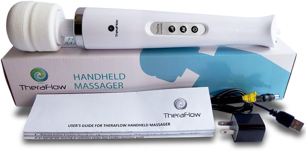 TheraFlow Personal Handheld Cordless Massager - Rechargeable - Suitable for Whole Body - Shoulders, Neck, Back, Foot, Head & Scalp Massager - Relieve Stress & Tension