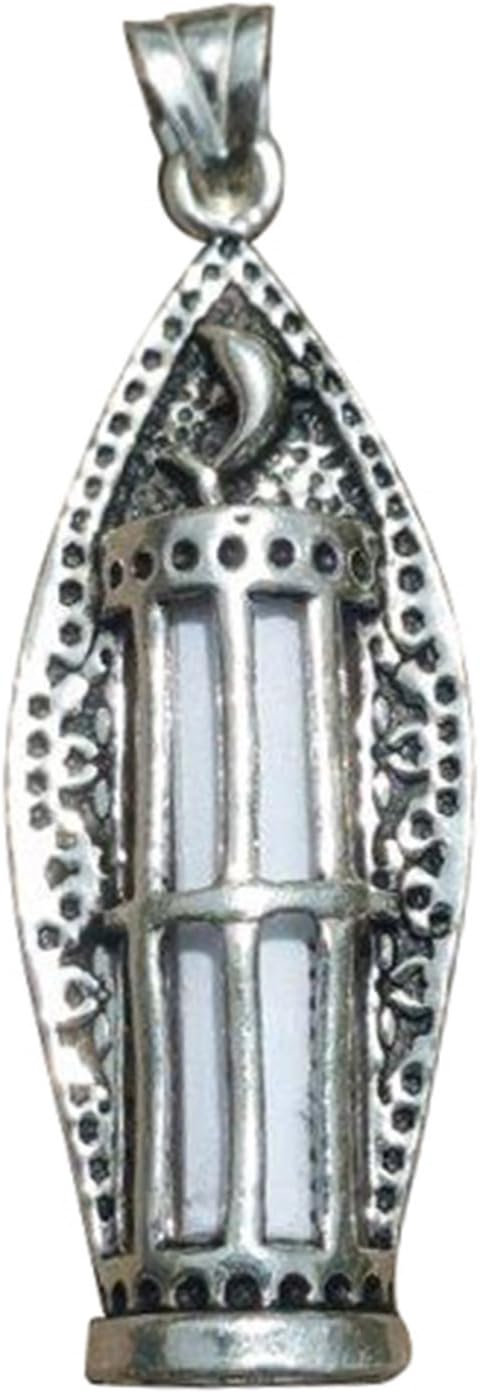 Glass Jawshan Kabir Cevsen Vial Enclosed in St. Silver Cage Dolphin Design Talisman Pendant for Chain