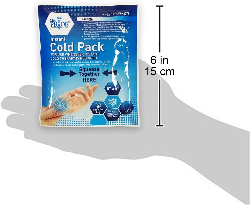 Medpride Instant Cold Pack (5”x 6”) – Set of 24 Disposable Cold Therapy Ice Packs for Pain Relief, Swelling, Inflammation, Sprains, Strained Muscles, Toothache – for Athletes & Outdoor Activities: Health & Personal Care