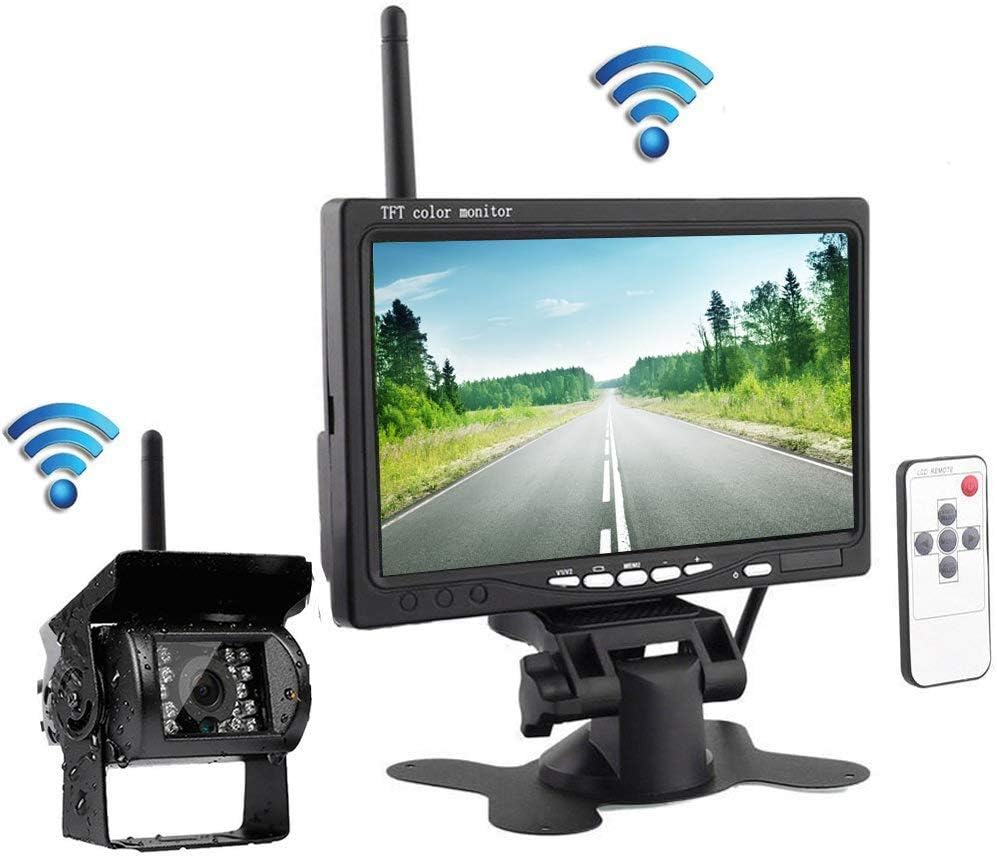 sistema di assistenza al parcheggio veicoli wireless telecamera di impermeabile per visione notturna con monitor HD da 7 pollici per rimorchio Telecamera di retromarcia e monitor wireless