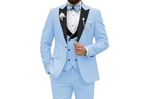 Wangyue Men's Tuxedo Suit 3 Piece Slim Fit Suit for Men Tuxedo for Men Wedding Party Dinner Prom