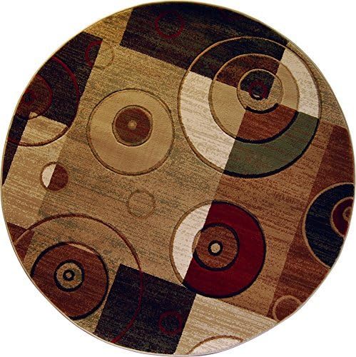 Modern Block Circle Area Rug 8x8 Contemporary Geometric Ring - Actual 7'10" Round