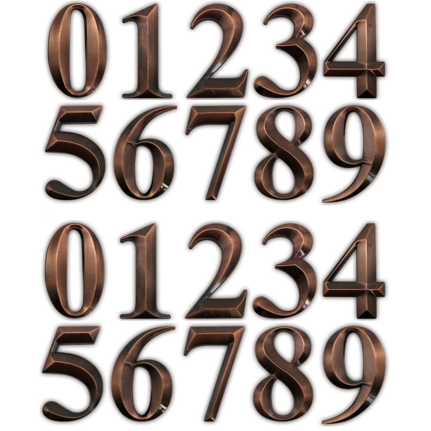 Photo 1 of HopeWan Self Adhesive Mailbox Numbers, 3D Door Address Number Stickers for Office/Apartment/Home, Antique Metal Style, 2-3/4 Inch High, Pack of 2 Sets, Set of 10 Pcs. (20 Pcs (0 to 9), Bronze)