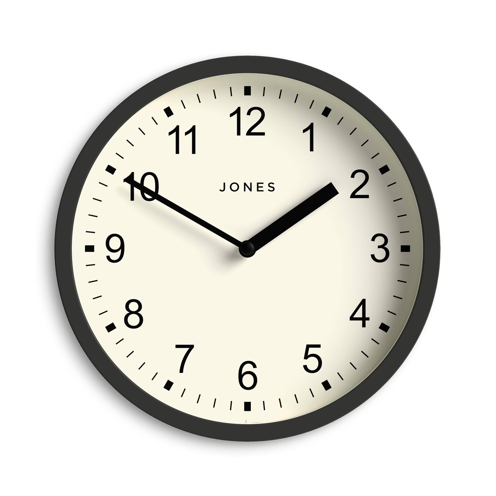 Jones Clocks® Spin wall clock | Small modern round clock | 20cm | Dark grey | Easy to read numbers | Ideal for kitchen, office, children’s room or any small space