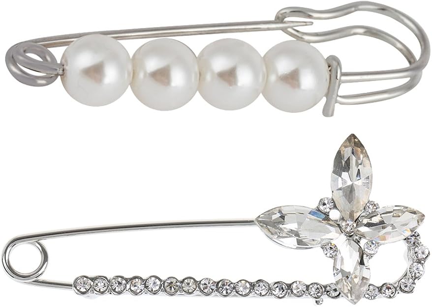 Spille Gioiello Per Vestiti Con Cristalli E Perle - 2 Pezzi Per Scialli E Maglioni - Foto 10