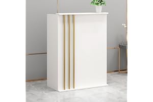SUZEPER Office Reception Desk for Small Spaces, Small Reception Desk with Lockable Drawers, Modern Cashier Front Desk with Counter, for Salon Lobby Checkout Reception Room Office, White