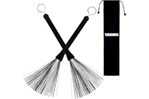 TARANDUS Retractable Drum Brushes Drum Wire Sticks Brushes, Comfortable Rubber Handle Drum Accessories, Ideal Gift for Drums, Rock, Country, and Folk Drummers (2 Pieces)