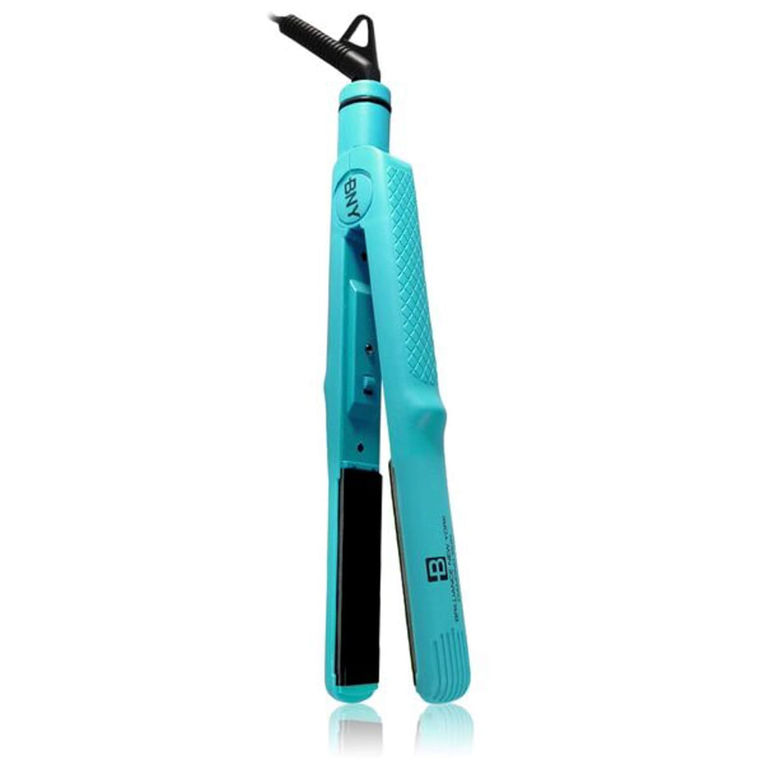 Brilliance New York - 1" Diamond and Tourmaline Flat Iron, Supports Even Heat Distribution, Turquoise