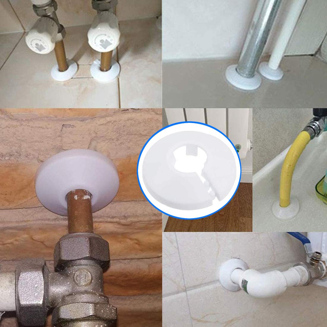 Radiator Pipe Collars Pipe Covers Plastic White Radiator 16mm/20mm/25mm Water Pipe Cover Decoration Drain Line Cover Collars for Heating Pipe 24PCS - Image 5