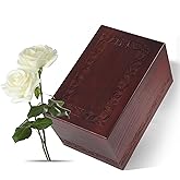 Wooden Urns for Human Ashes Adult Male Female, Up to 250 Cubic inches,Wood Cremation Urns, Funeral Memorial Urns for Ashes Mom Dad (Red)