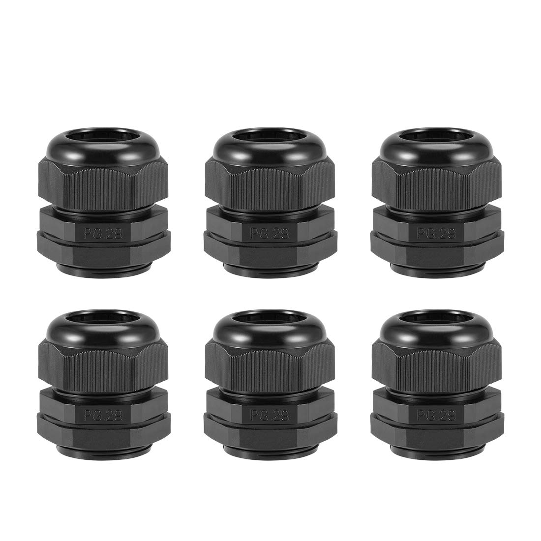 sourcing map PG29 Cable Gland 13mm-20mm Wire Hole Waterproof Nylon Joint Adjustable Locknut with Washer Black 6pcs