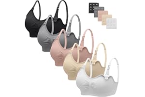 habibee Womens Nursing Bra Seamless Breastfeeding Sleep Maternity Bra with Remove Bra Pads Extenders 5 Pack