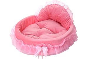 pawstrip Pink Dog Bed Washable Princess Cat Couch Soft Plush Pet Sofa Nest Mat Snuggle Kitten Puppy Cave Beds Cute Cozy Kitten Doggy Kennel Cushion Small Medium Dogs Cats Sleeping Pad (L, Pink)