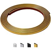 JSIWOTH 9.8 Ft Peel and Stick Wall Molding Trim, D-Shape Flexible Molding Trim Matte Gold for Backsplash, Mirror, Wall, Window & Door Frames, Waterproof Self Adhesive Trim(W:0.4", T:0.1")