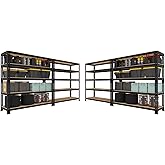 BuxWellBang 5 Tier Garage Storage Shelves - 32" W x 16" D x 63" H Adjustable Heavy Duty Metal Shelving Unit, Garage Shelving Utility Storage Rack for Basement, Pantry, Kitchen, Black, 4 PCS