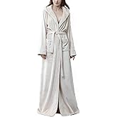 Flygo Womens Fuzzy Plush Long Hooded Robe Full Length Flannel Fleece Bathrobe Warm Housecoat