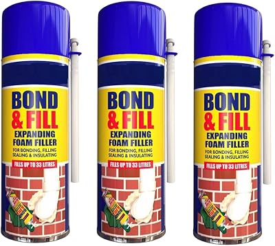 Elito Home & Garden Expanding Foam 3x 500ml PU Sealant Gap Filler Bond Fill