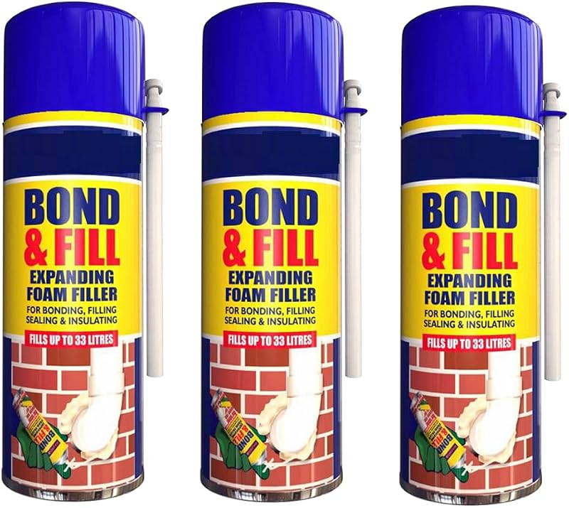 Elito Home & Garden Expanding Foam 3x 500ml PU Sealant Gap Filler Bond Fill