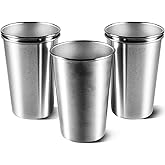 KISEER 5 Pack 16 Ounce Stainless Steel Pint Cups Shatterproof Cup Tumblers Unbreakable Metal Drinking Glasses for Bar, Home, Restaurant