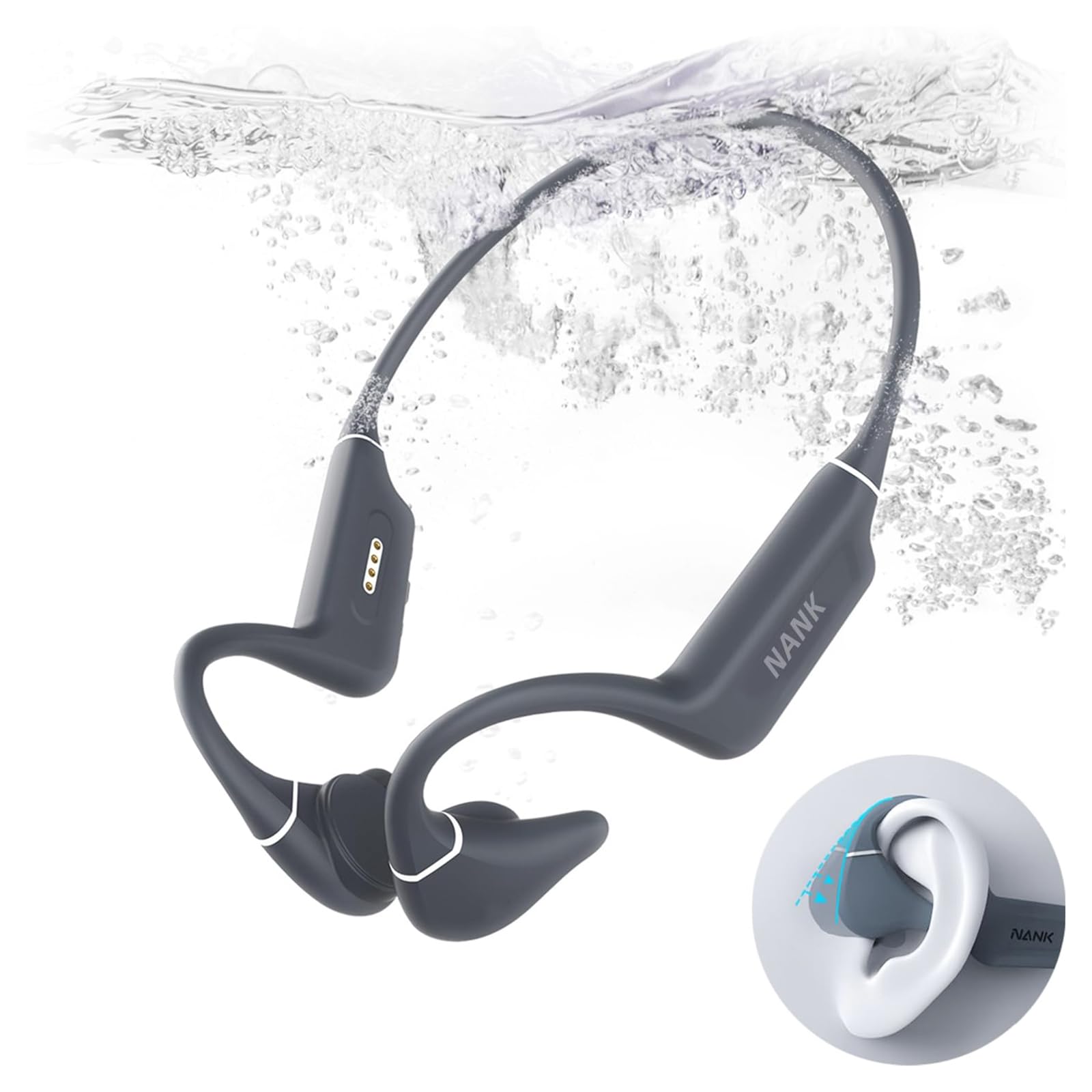 Photo 1 of NANK Runner Diver2 Pro Swimming Headphones, IP69 Waterproof Bone Conduction Headphones, Open-Ear Sport HeadphoneWireless Bluetooth 5.4, 32GB Memory with Built-in Mic, 10H Playtime for Running Workout
