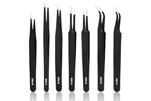 YHYZ 7pcs Precision Tweezers Set, Premium Anti-Static Stainless Steel ESD Tweezers Set Kit for Electronics, Sodlering，Jewelry, Craft, Laboratory Work, DIY