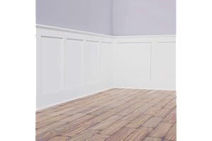 Ekena Millwork WPKP32X02DS Deluxe Shaker 8' Length PVC Wainscoting Kit, Heights up to 32" (20" Adjustable Wall Panels), White