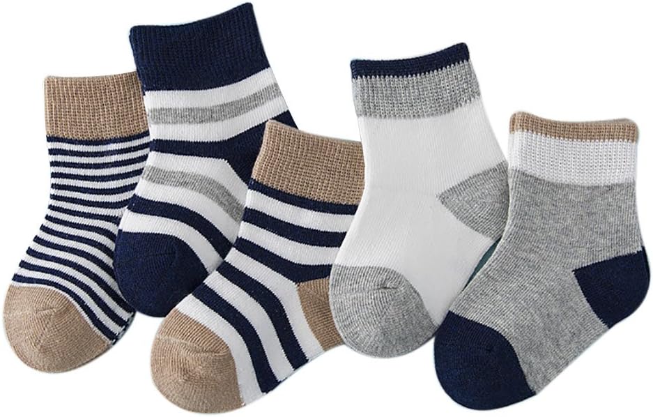 Lalago Baby Cute Comb Cotton Socks for Girls Boys Natural Color 5-Pack