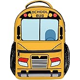 TIANXIADIYI School Bus Backpack Cartoon Fun and Functional Backpack for School Work and Travel 17 Inch (yellow)
