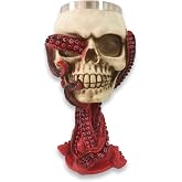 PROVIVID Skull Goblet Chalice Wine Cups Medieval Chalice Skull Cup Stainless Steel 3D Whisky Shot Glasses Realistic Resin Octopus Tentacle Beverage Halloween Drinking Cup Novelty