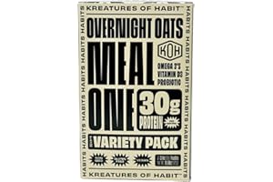 Kreatures of Habit MEAL ONE | Overnight & Instant Superfood Protein Meal Replacement | Gluten Free, Dairy Free, 30g of Plant Based Protein, With No Added Sugar (7 Pack, Variety)
