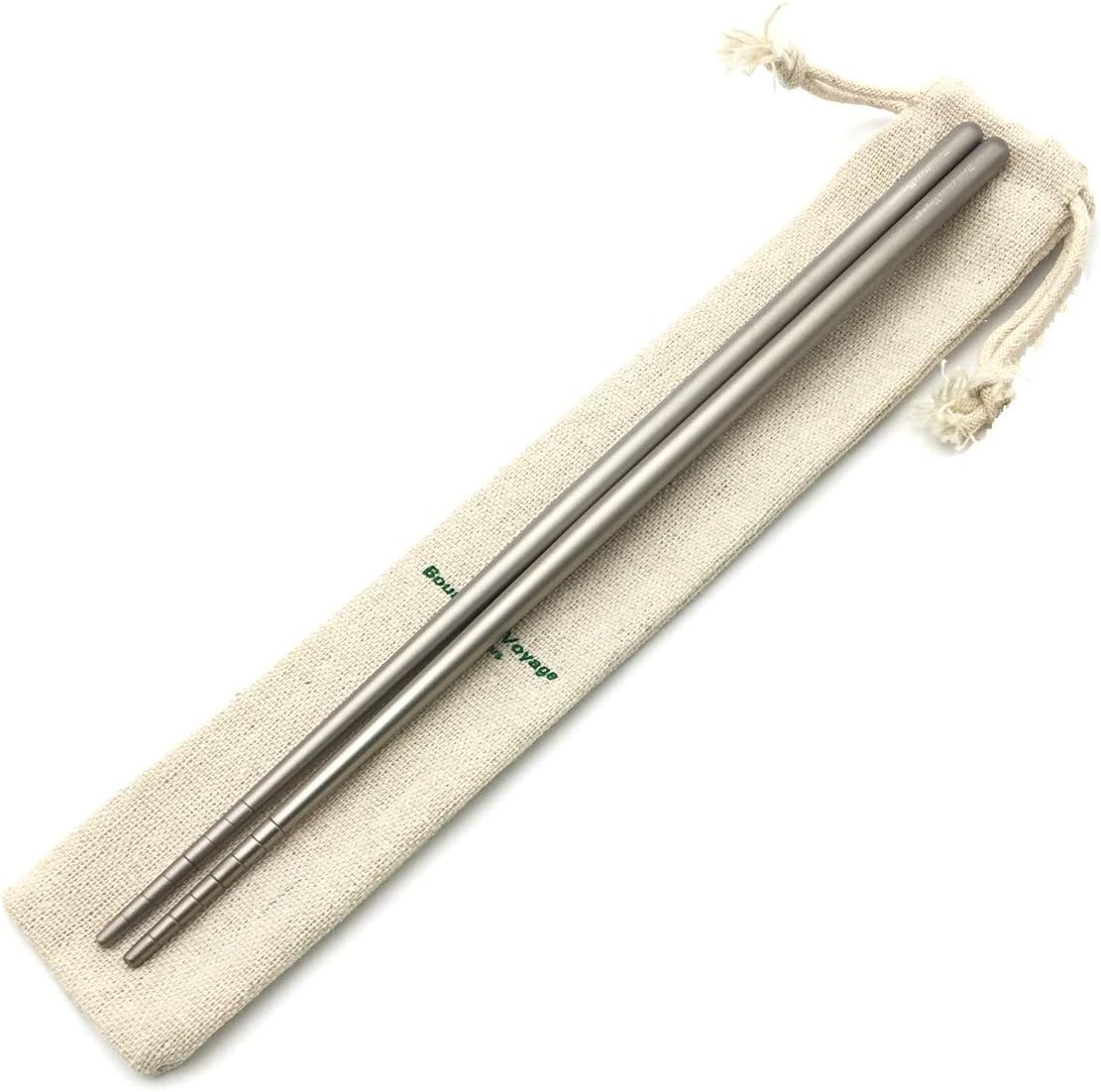 ZYVoyage Titanium Chopsticks Lightweight with Cloth Case -9 inch Dishwasher Safe, Camping,Travel,Noodles and Sushi Reusable Cutlery Cookware Set(1 Pair Rounded Chopsticks)