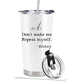BSHELLOE History Teacher Gifts - Teacher Appreciation Week Gifts - 20 oz Stainless Steel Vacuum Insulated Tumbler White